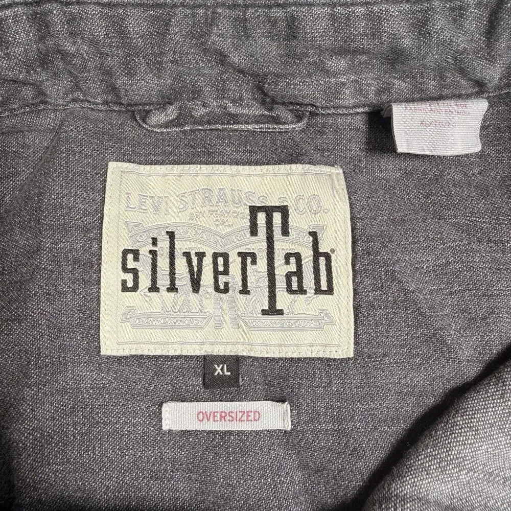 Levi’s SilverTab Oversized Denim Utility Shirt Black Wash Gray 90s Y2K NWT XL